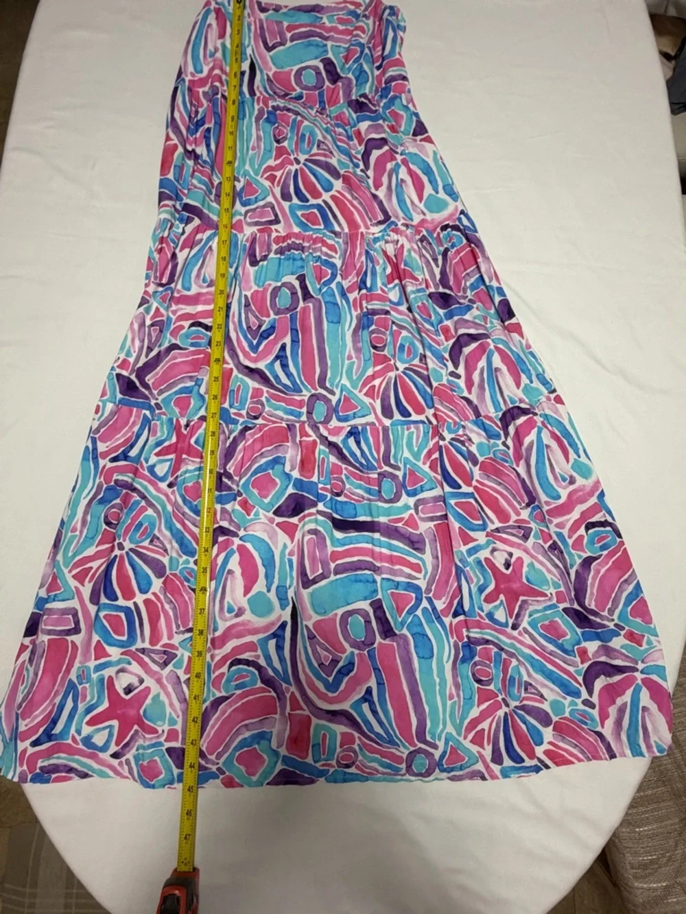 Kenny Flowers Pink Blue Purple Abstract Smocked Dress - Picture 5 of 8